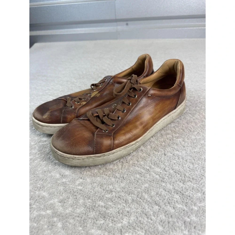 Magnanni Shoes Mens Size 9.5‎ Medium Leather Low Top Lace Up Casual Sneakers
